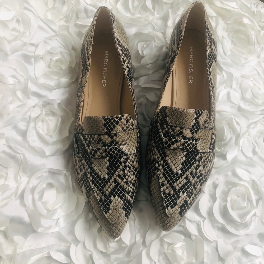 Marc Fisher snake print pointy toe flats